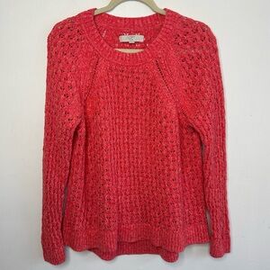 Loft Plus Size 14 Coral Pink Melon Long Sleeve Crochet Sweater